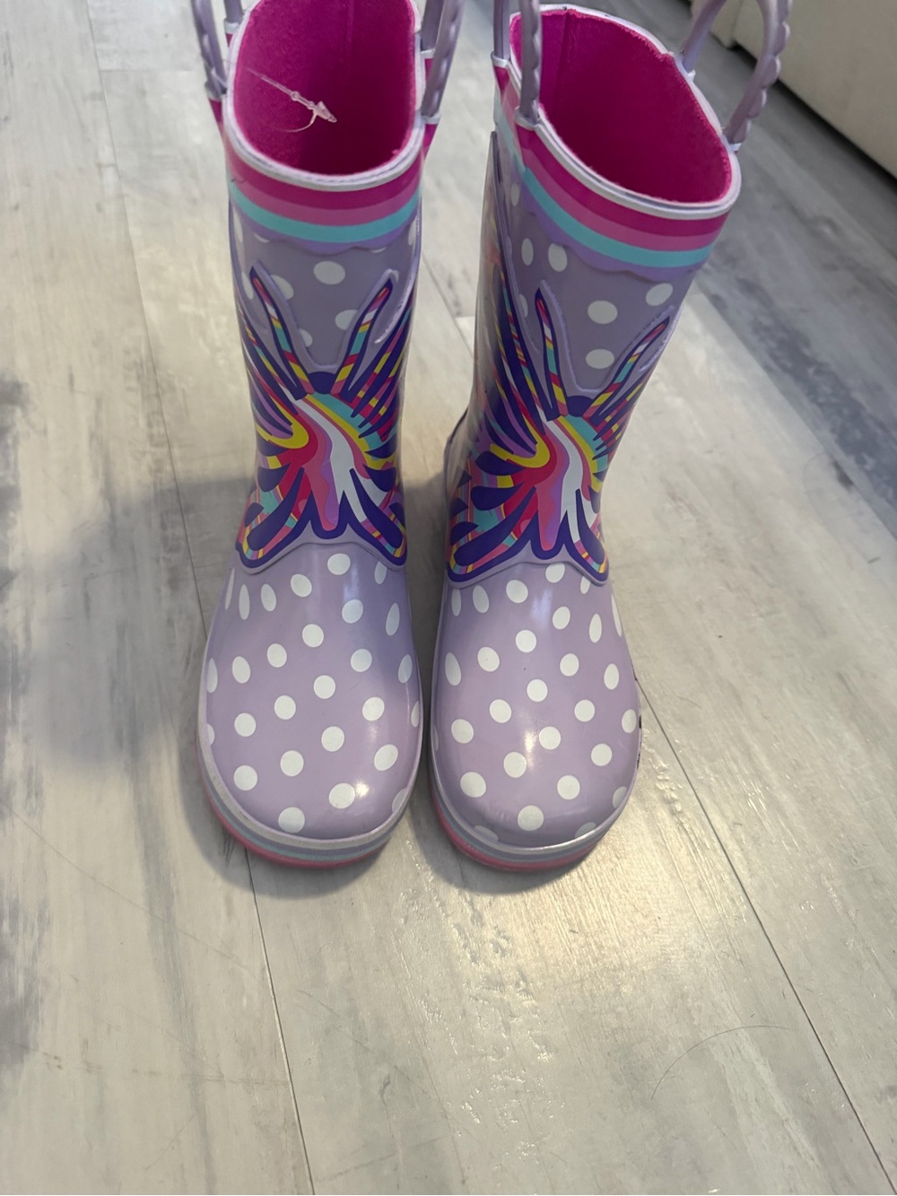 Girls' Purple Polka Dot Butterfly Rain Boots